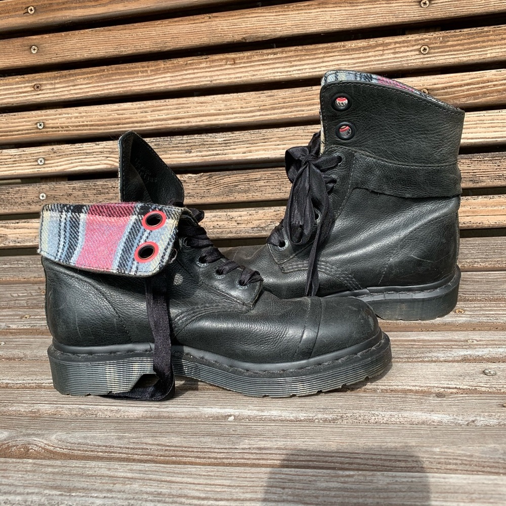 Doc Martin Black Plaid Boots